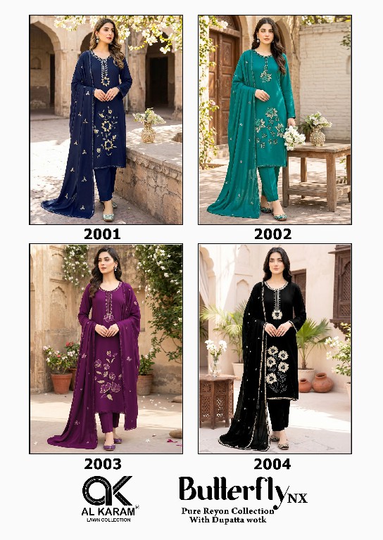 AL KARAM BUTTERFLY NX WHOLESALE RAYON WITH WORK FANCY DRESS MATERIAL ONLINE