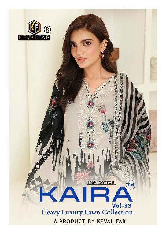 KEVAL FAB KAIRA VOL 33 WHOLESALE READYMADE HEAVY COTTON PRINTED KARACHI STYLE 3 PCS SUITS EXPORTER