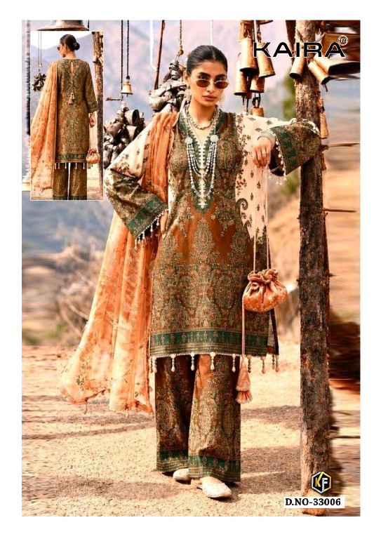 KEVAL FAB KAIRA VOL 33 WHOLESALE READYMADE HEAVY COTTON PRINTED KARACHI STYLE 3 PCS SUITS EXPORTER