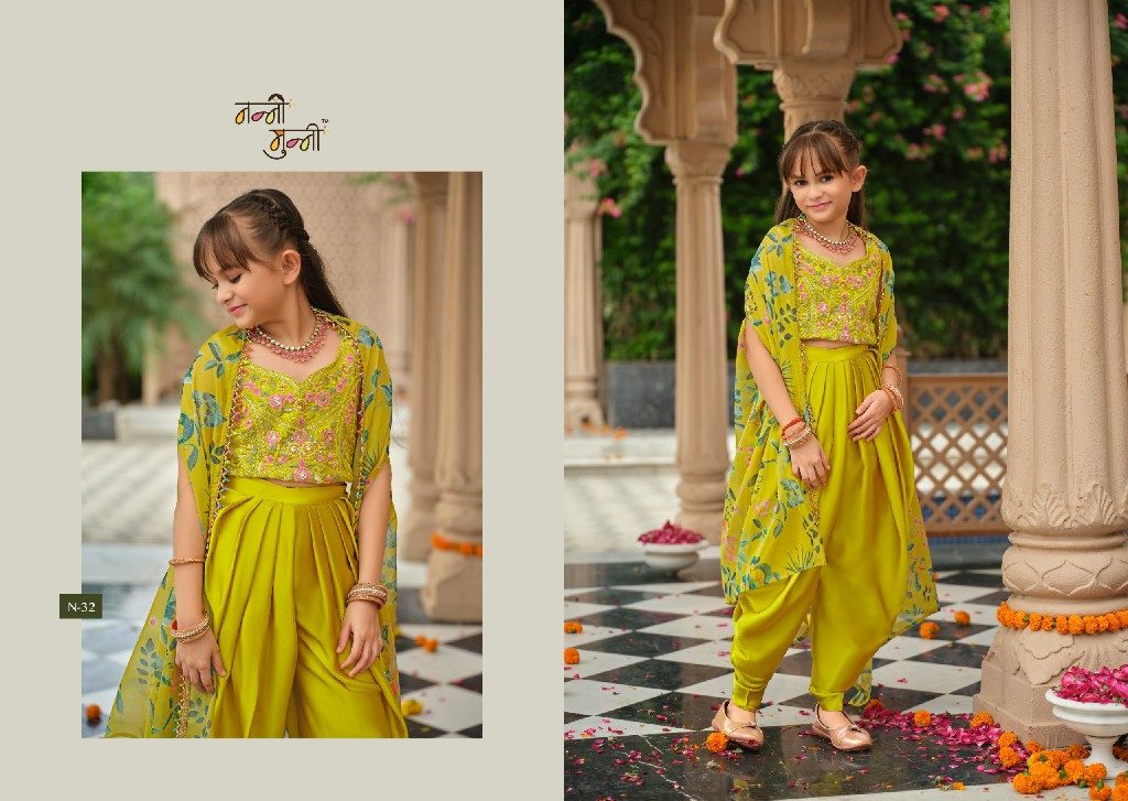 NANNI MUNNI VARNIKA WHOLESALE READYMADE HEAVY SATIN SILK INDO WESTERN DRESS FOR KIDS ONLINE