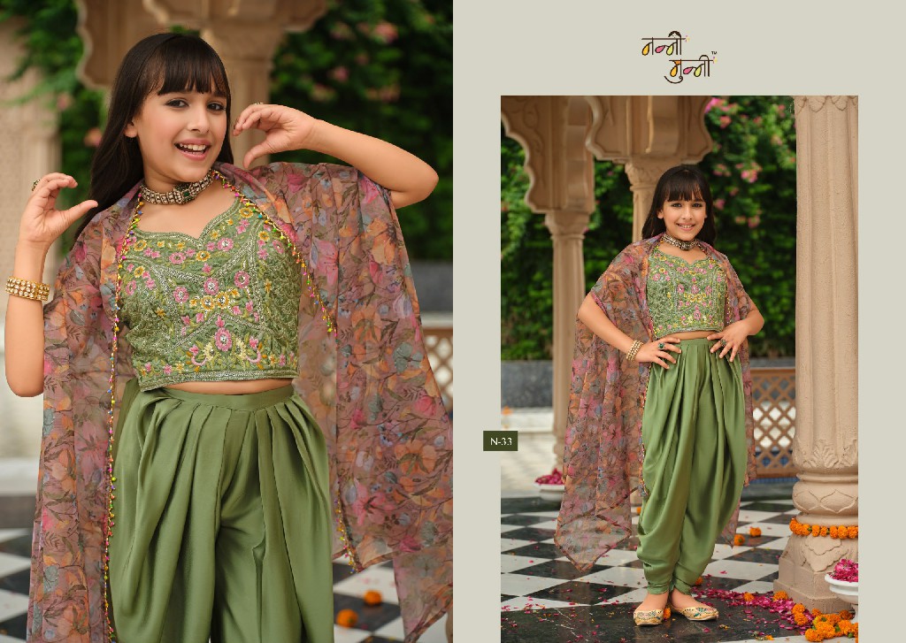 NANNI MUNNI VARNIKA WHOLESALE READYMADE HEAVY SATIN SILK INDO WESTERN DRESS FOR KIDS ONLINE