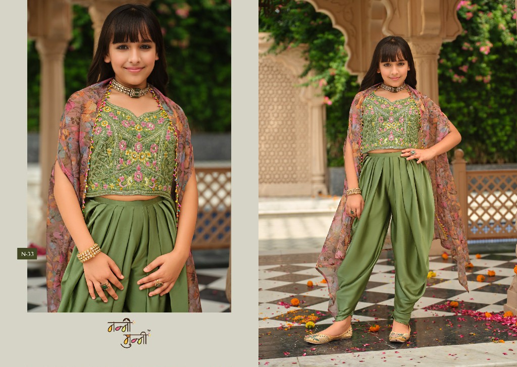 NANNI MUNNI VARNIKA WHOLESALE READYMADE HEAVY SATIN SILK INDO WESTERN DRESS FOR KIDS ONLINE