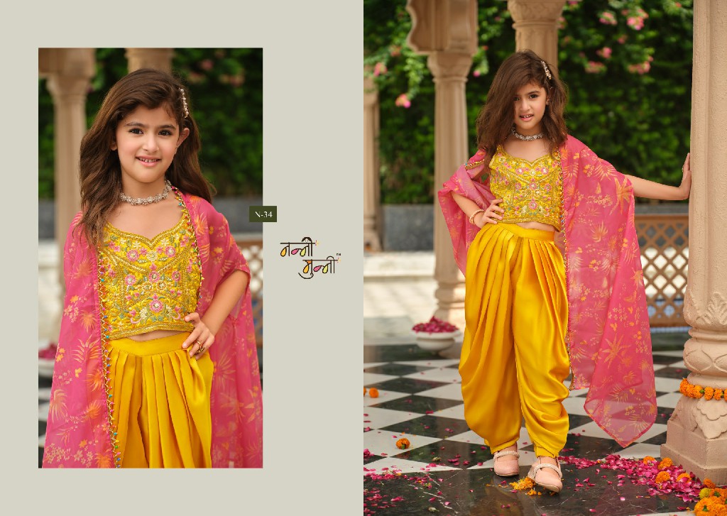 NANNI MUNNI VARNIKA WHOLESALE READYMADE HEAVY SATIN SILK INDO WESTERN DRESS FOR KIDS ONLINE