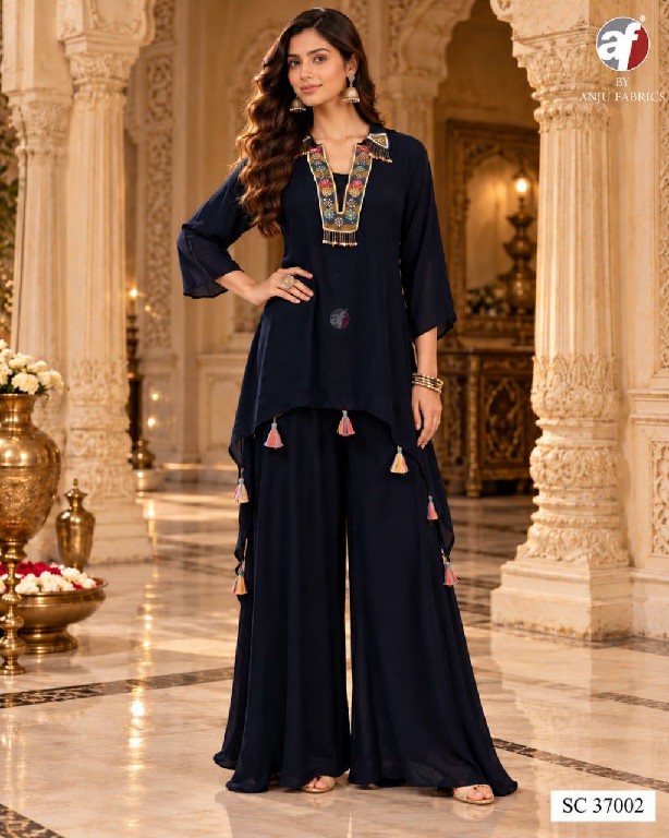 ANJU FAB D.NO SC 37000 TO 37002 WHOLESALE READYMADE NATURAL CREPE DESIGNER COMBO CORD SET FOR EXPORT
