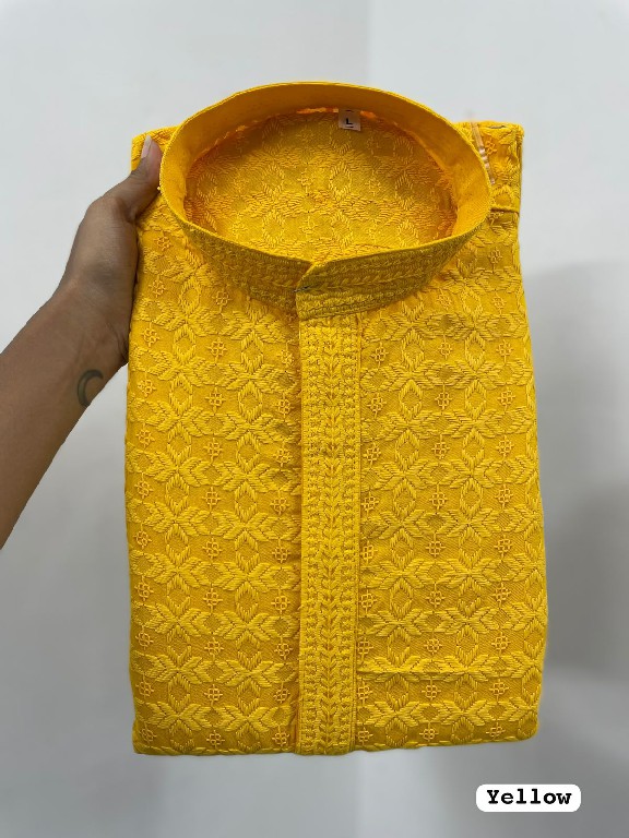 TEXTILEDEAL MANYAVAR CHIKANKARI 2.0 WHOLESALE READYMADE RAYON CHIKAN SHIFFLI WORK LONG KURTA PYJAMA FOR MEN ONLINE