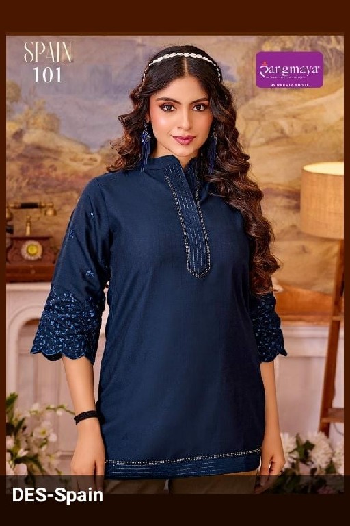 RANGMAYA SPAIN WHOLESALE READYMADE VERTICAN TRENDY STYLISH SHORT TOPS FOR EXPORT