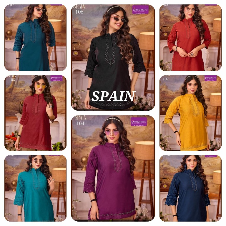 RANGMAYA SPAIN WHOLESALE READYMADE VERTICAN TRENDY STYLISH SHORT TOPS FOR EXPORT
