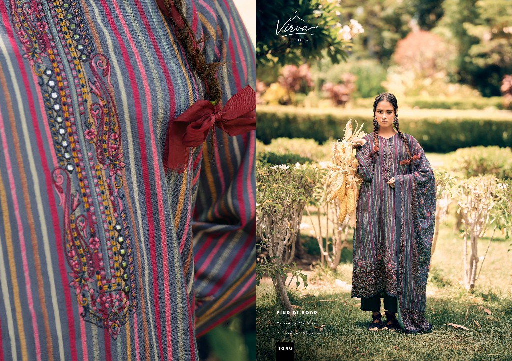 VIRVA PIND DI NOOR WHOLESALE VISCOSE PASHMINA WINTER LUXURIOUS UNSTITCH SALWAR SUITS SUPPLIER