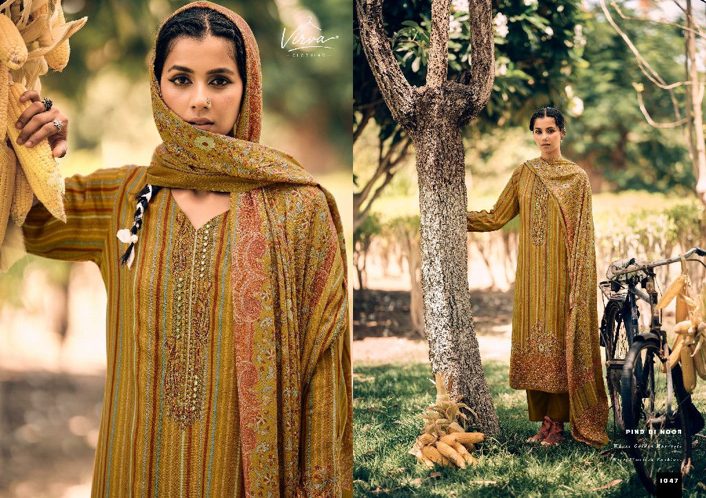 VIRVA PIND DI NOOR WHOLESALE VISCOSE PASHMINA WINTER LUXURIOUS UNSTITCH SALWAR SUITS SUPPLIER