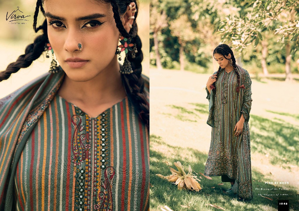 VIRVA PIND DI NOOR WHOLESALE VISCOSE PASHMINA WINTER LUXURIOUS UNSTITCH SALWAR SUITS SUPPLIER
