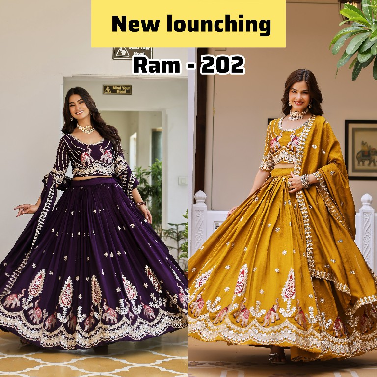 SHREE RAM CREATION D.NO 202 WHOLESALE READYMADE PURE VICHITRA WEDDING FUNCTION WEAR LEHENGA CHOLI FOR EXPORT