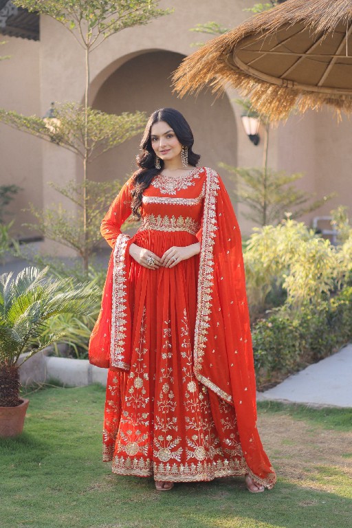 TEXTILEDEAL D.NO LW-9331 WHOLESALE READYMADE FAUX BLOOMING GEORGETTE DESIGNER GOWN WITH DUPATTA ONLINE
