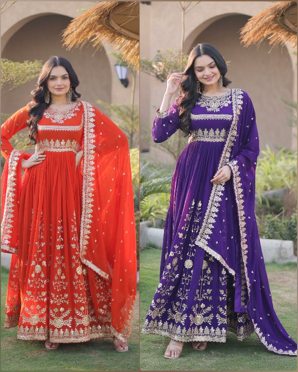 TEXTILEDEAL D.NO LW-9331 WHOLESALE READYMADE FAUX BLOOMING GEORGETTE DESIGNER GOWN WITH DUPATTA ONLINE