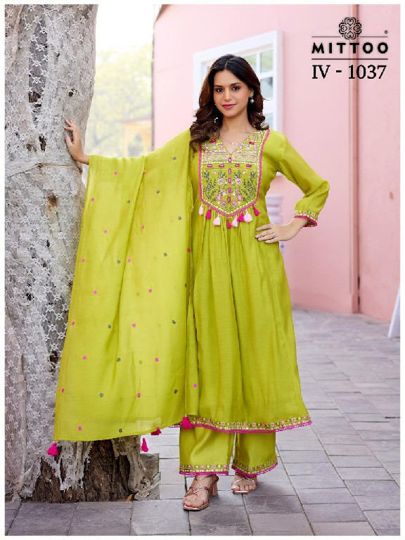 MITTOO NX D.NO 1036-1037 WHOLESALE READYMADE MAL CHANDERI ELEGANT 3 PCS COMBO SET SUITS EXPORTER