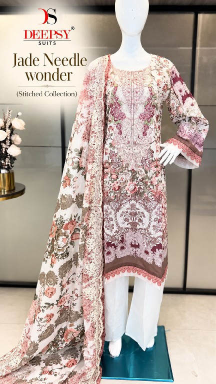 DEEPSY JADE NEEDLE WONDER WHOLESALE READYMADE PURE COTTON CHIKAN WORK 3 PCS SUITS EXPORTER
