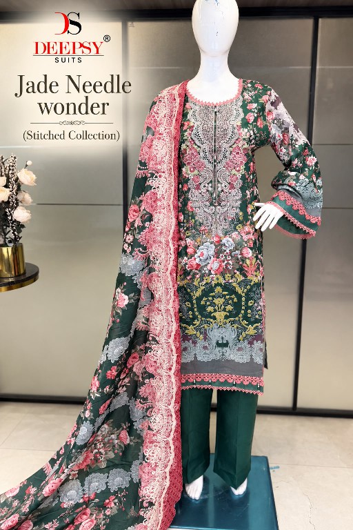 DEEPSY JADE NEEDLE WONDER WHOLESALE READYMADE PURE COTTON CHIKAN WORK 3 PCS SUITS EXPORTER