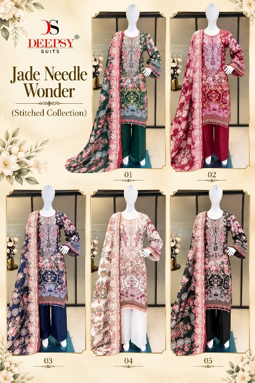 DEEPSY JADE NEEDLE WONDER WHOLESALE READYMADE PURE COTTON CHIKAN WORK 3 PCS SUITS EXPORTER