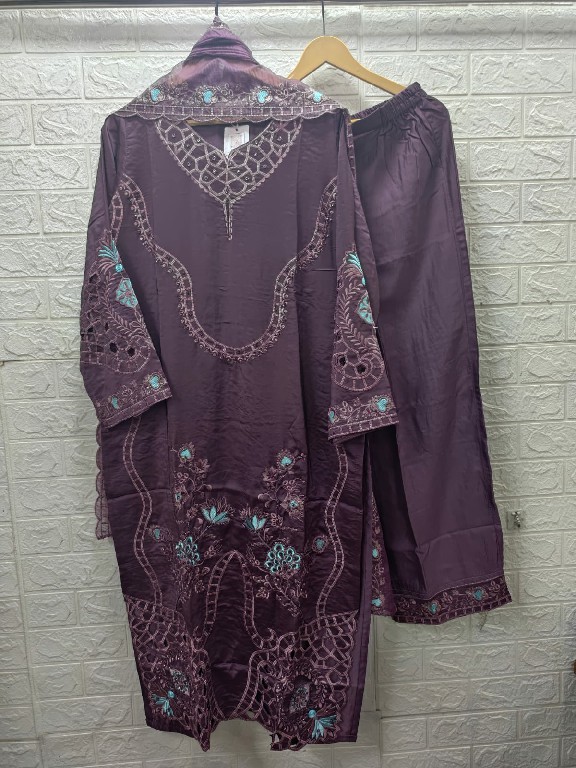 TEXTILEDEAL D.NO M-376 WHOLESALE READYMADE SHISHA SILK BEAUTIFUL 3 PCS COMBO SET SUITS SUPPLIER