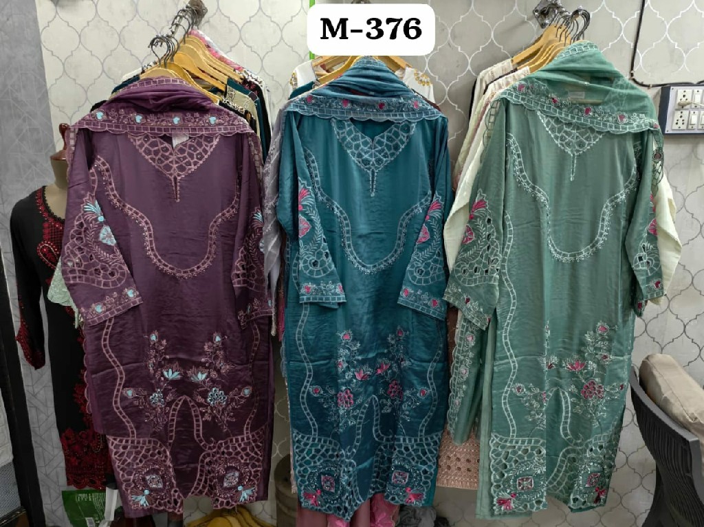 TEXTILEDEAL D.NO M-376 WHOLESALE READYMADE SHISHA SILK BEAUTIFUL 3 PCS COMBO SET SUITS SUPPLIER