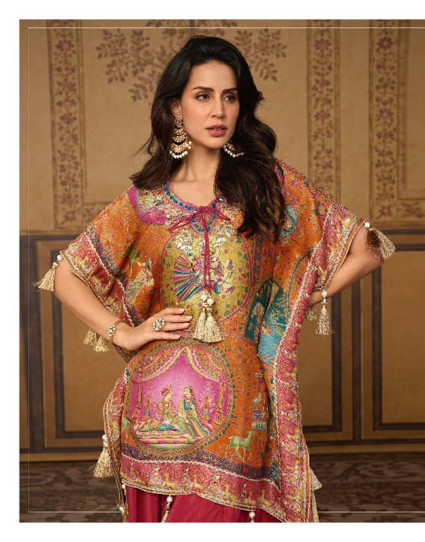 DORI BY SAYURI DESIGNER WHOLESALE READYMADE LATEST TRENDY JACQUARD STYLISH KAFTAN WITH FARSHI SALWAR FOR WOMEN ONLINE