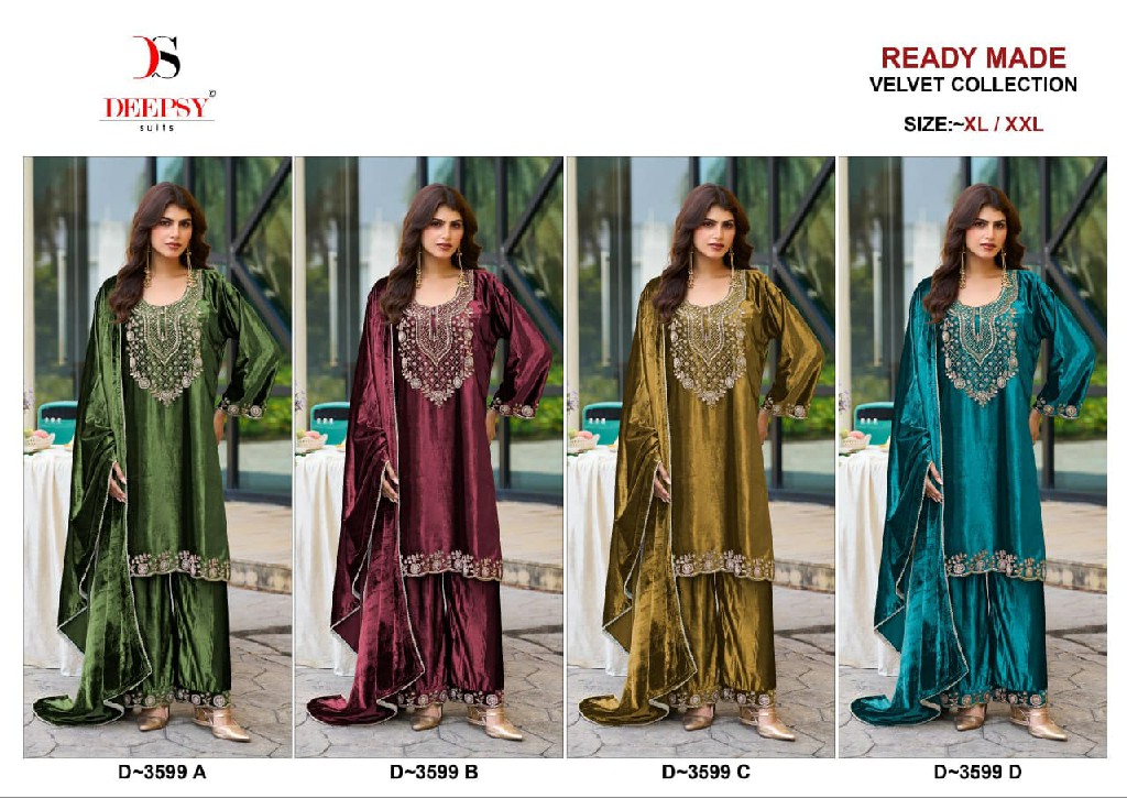 DEEPSY D.NO 3599 WHOLESALE READYMADE ICE VELVET BEATS WORK WINTER WEAR 3 PCS SUITS ONLINE