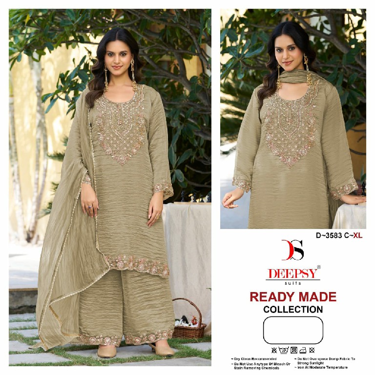 DEEPSY D.NO 3583 WHOLESALE READYMADE MASKAT SILK TRENDY STYLISH 3 PCS SUITS FOR EXPORT
