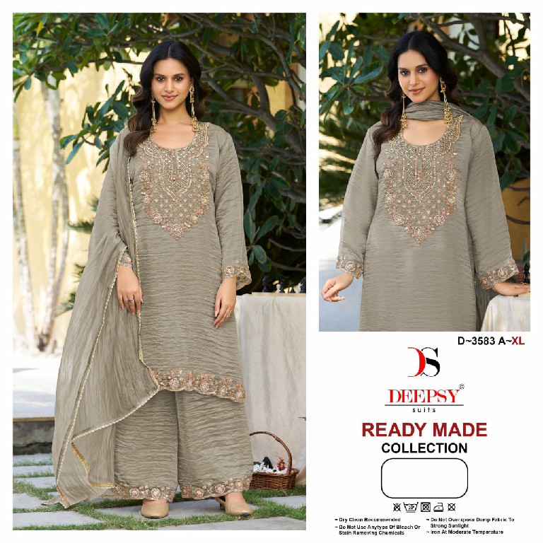 DEEPSY D.NO 3583 WHOLESALE READYMADE MASKAT SILK TRENDY STYLISH 3 PCS SUITS FOR EXPORT