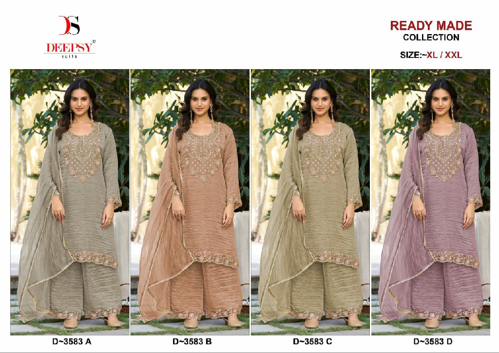 DEEPSY D.NO 3583 WHOLESALE READYMADE MASKAT SILK TRENDY STYLISH 3 PCS SUITS FOR EXPORT