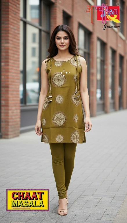 AMBIKA CHAAT MASALA WHOLESALE READYMADE VERICAN MIRROR WORK TRENDY STYLISH COMBO SHORT KURTIS FOR WOMEN ONLINE
