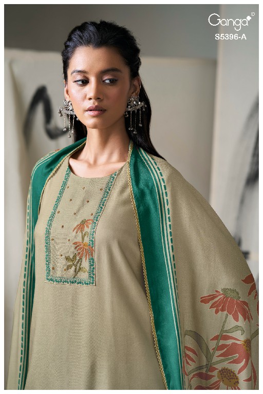 GANGA CELENA S5396 WHOLESALE PURE WOOL PASHMINA WINTER CASUAL WEAR UNSTITCH SALWAR SUITS FOR EXPORT