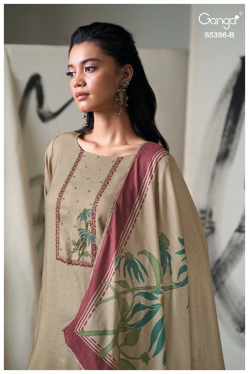 GANGA CELENA S5396 WHOLESALE PURE WOOL PASHMINA WINTER CASUAL WEAR UNSTITCH SALWAR SUITS FOR EXPORT