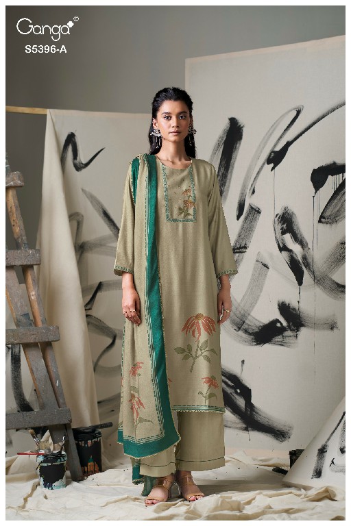 GANGA CELENA S5396 WHOLESALE PURE WOOL PASHMINA WINTER CASUAL WEAR UNSTITCH SALWAR SUITS FOR EXPORT