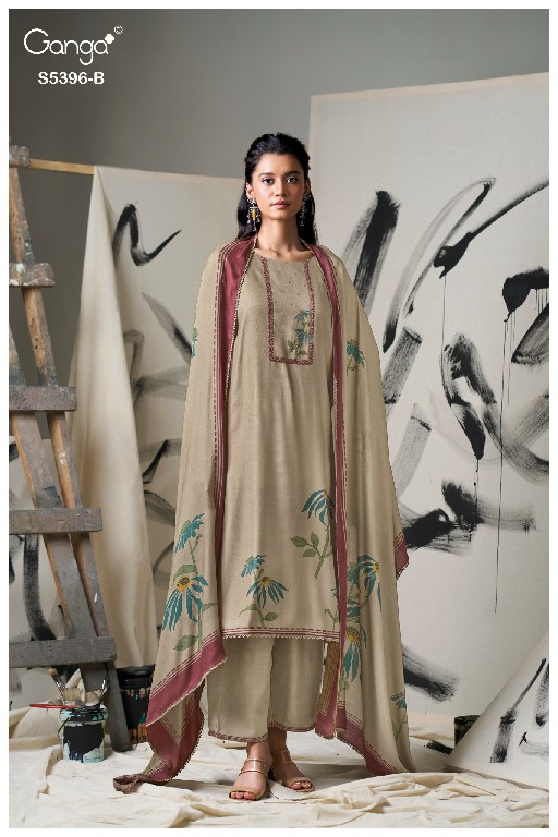 GANGA CELENA S5396 WHOLESALE PURE WOOL PASHMINA WINTER CASUAL WEAR UNSTITCH SALWAR SUITS FOR EXPORT