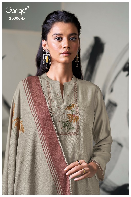 GANGA CELENA S5396 WHOLESALE PURE WOOL PASHMINA WINTER CASUAL WEAR UNSTITCH SALWAR SUITS FOR EXPORT