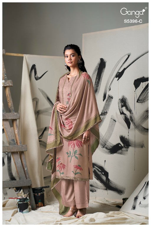 GANGA CELENA S5396 WHOLESALE PURE WOOL PASHMINA WINTER CASUAL WEAR UNSTITCH SALWAR SUITS FOR EXPORT