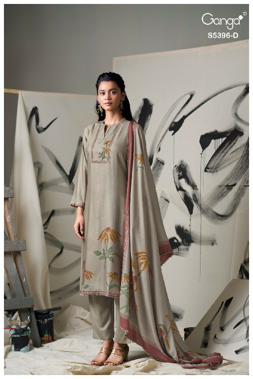 GANGA CELENA S5396 WHOLESALE PURE WOOL PASHMINA WINTER CASUAL WEAR UNSTITCH SALWAR SUITS FOR EXPORT