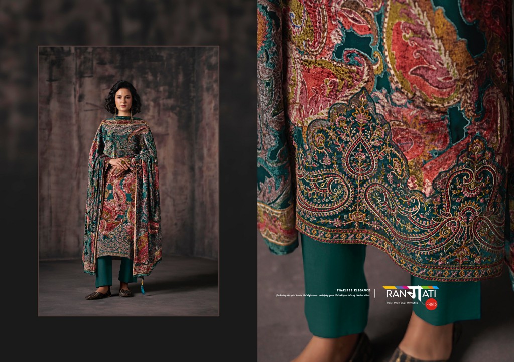 RANGATI PRINTS GULREZ WHOLESALE PALACHI VELVET WINTER WEAR UNSTITCH SALWAR SUITS EXPORTER
