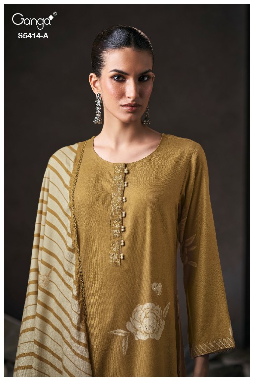 GANGA ZENAIDA S5414 WHOLESALE PURE WOOL PASHMINA WINTER CASUAL WEAR UNSTITCH SALWAR SUITS FOR EXPORT