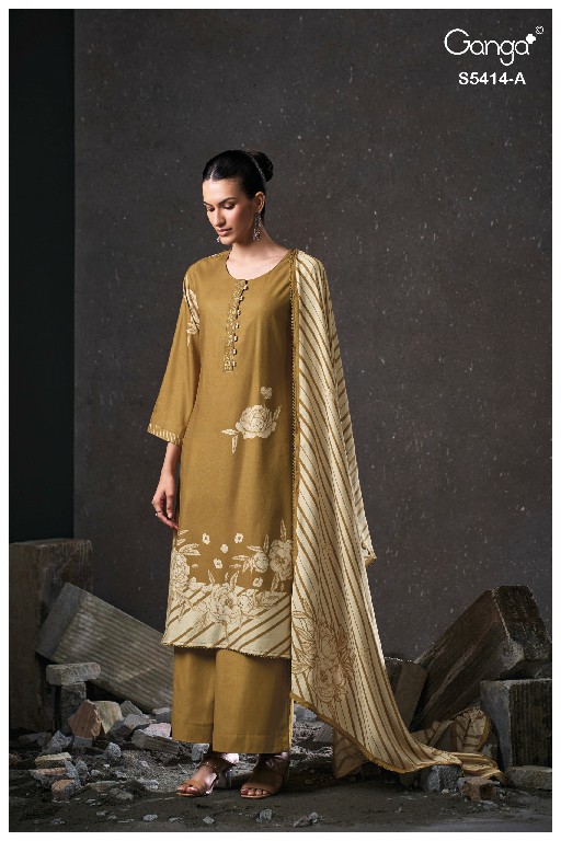GANGA ZENAIDA S5414 WHOLESALE PURE WOOL PASHMINA WINTER CASUAL WEAR UNSTITCH SALWAR SUITS FOR EXPORT