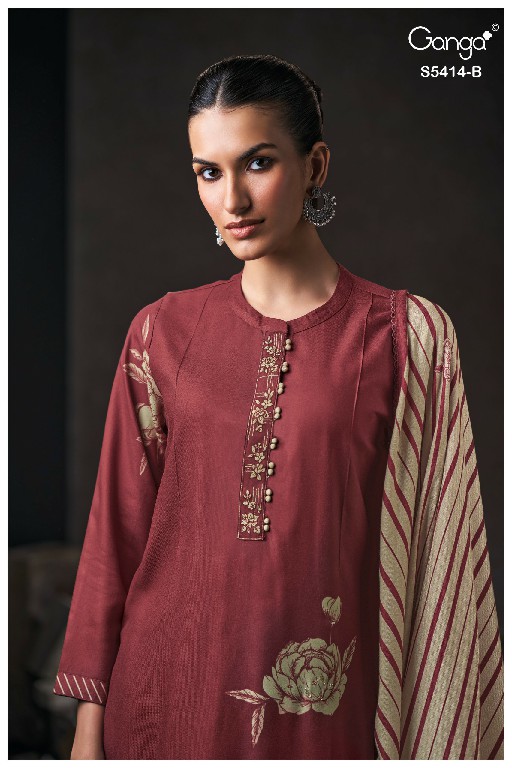 GANGA ZENAIDA S5414 WHOLESALE PURE WOOL PASHMINA WINTER CASUAL WEAR UNSTITCH SALWAR SUITS FOR EXPORT