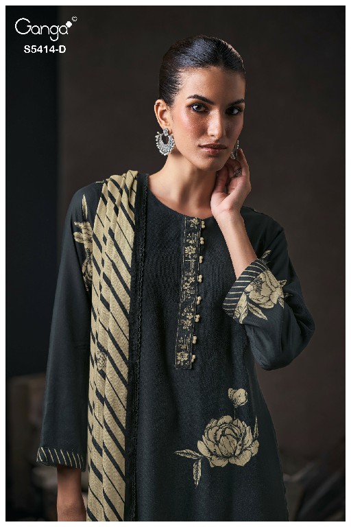 GANGA ZENAIDA S5414 WHOLESALE PURE WOOL PASHMINA WINTER CASUAL WEAR UNSTITCH SALWAR SUITS FOR EXPORT