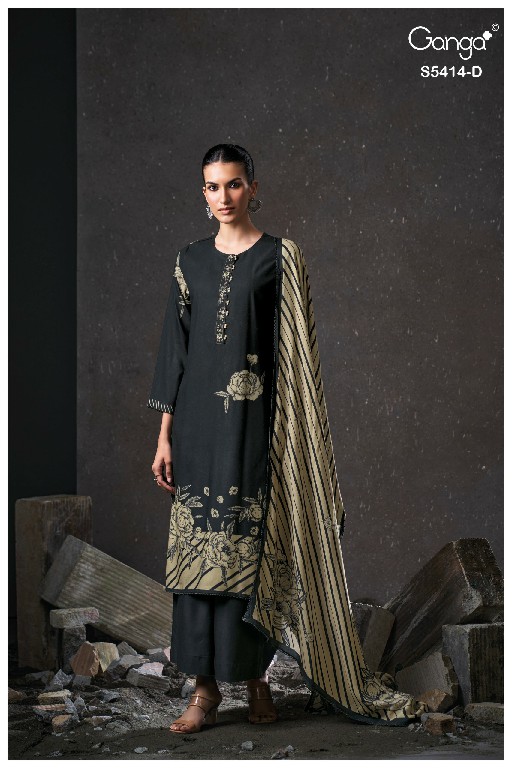 GANGA ZENAIDA S5414 WHOLESALE PURE WOOL PASHMINA WINTER CASUAL WEAR UNSTITCH SALWAR SUITS FOR EXPORT