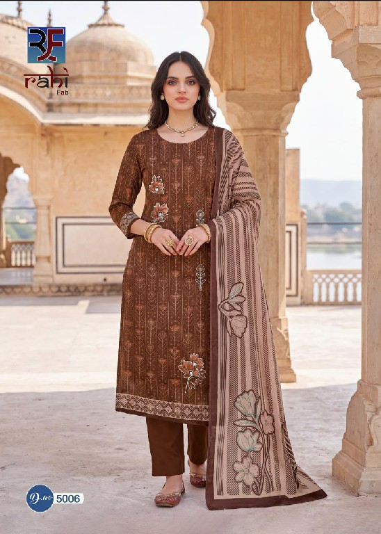 RAHI FAB RISING SILVER VOL 5 WHOLESALE PURE COTTON BEAUTIFUL HAND WORK UNSTITCH SALWAR SUITS SUPPLIER