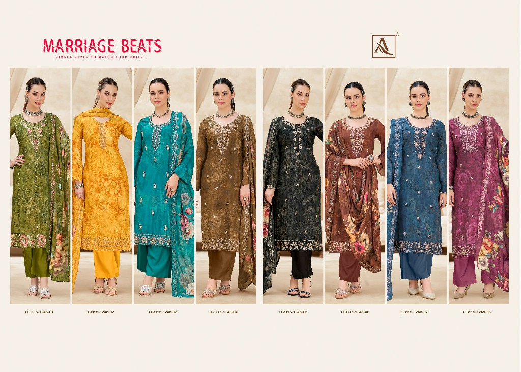 ALOK SUIT MARRIAGE BEATS WHOLESALE VISCOSE MUSLIN FANCY BEATS WORK UNSTITCH SALWAR SUITS EXPORTER