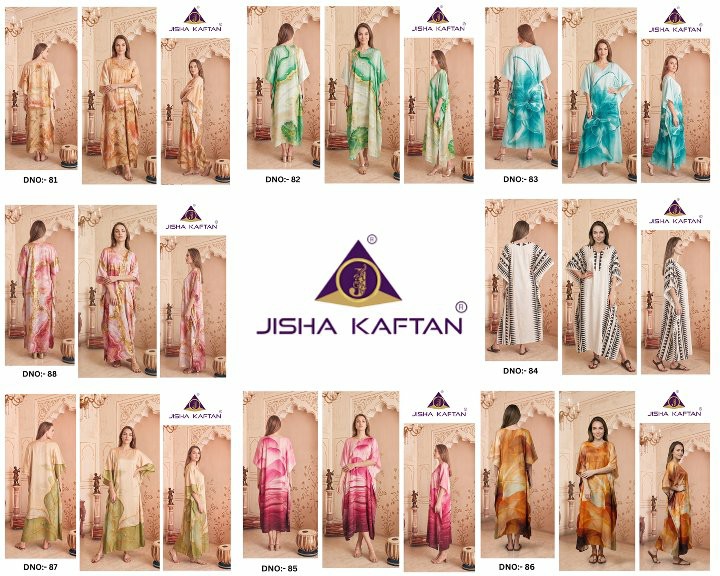 JELITE JISHA KAFTAN SATIN BREEZE VOL 11 WHOLESALE READYMADE JAPAN SATIN BEAUTIFUL KAFTAN STYLE GOWN FOR WOMEN ONLINE