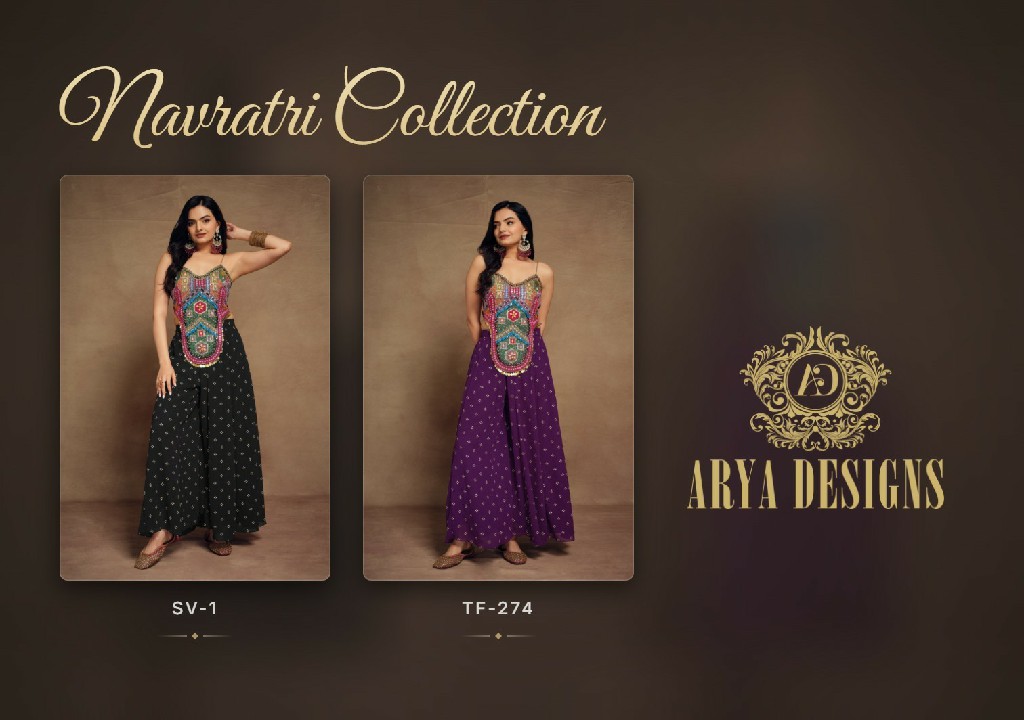 ARYA D.NO SV-1 AND TF-274 WHOLESALE READYMADE TRENDING NAVRATRI COLLECTION FOR WOMEN ONLINE