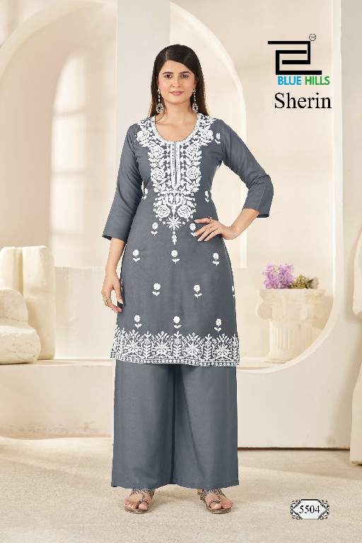 BLUE HILLS SHERIN WHOLESALE READYMADE RAYON WITH WORK BIG SIZE KURTI WITH PLAZZO COMBO FOR WOMEN ONLINE