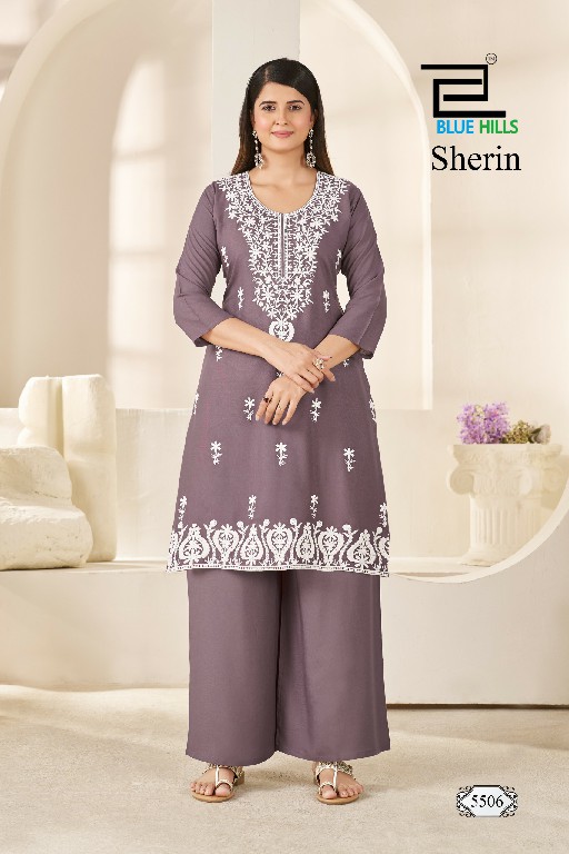 BLUE HILLS SHERIN WHOLESALE READYMADE RAYON WITH WORK BIG SIZE KURTI WITH PLAZZO COMBO FOR WOMEN ONLINE