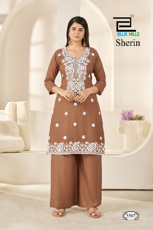 BLUE HILLS SHERIN WHOLESALE READYMADE RAYON WITH WORK BIG SIZE KURTI WITH PLAZZO COMBO FOR WOMEN ONLINE