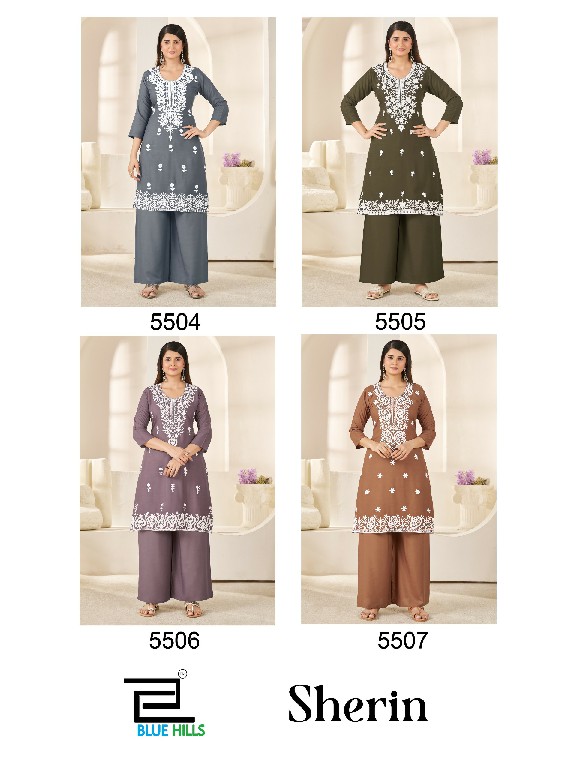 BLUE HILLS SHERIN WHOLESALE READYMADE RAYON WITH WORK BIG SIZE KURTI WITH PLAZZO COMBO FOR WOMEN ONLINE